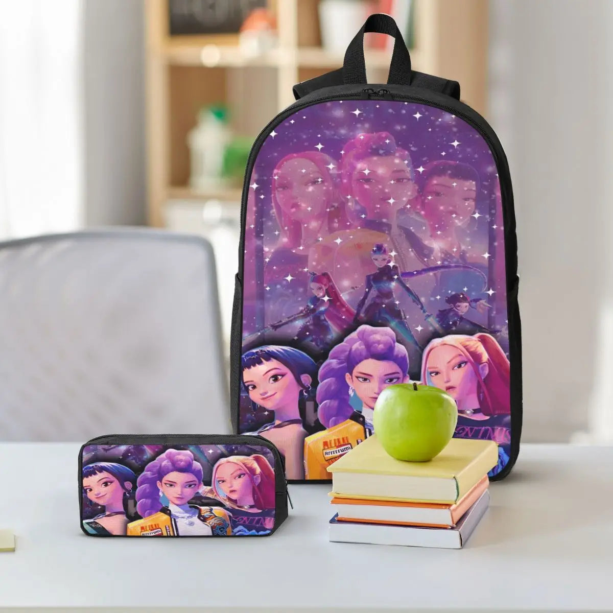 Kpop Demon Hunters Huntrix Movie Backpack Lunch Box Pen Bags for Boys Girls Kindergarten Backpacks Cute School bag Bookbag Set