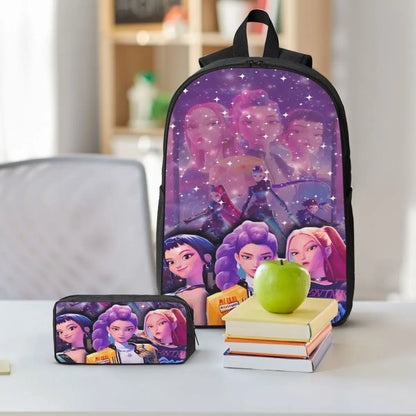 Kpop Demon Hunters Huntrix Movie Backpack Lunch Box Pen Bags for Boys Girls Kindergarten Backpacks Cute School bag Bookbag Set