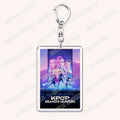 HOT Kpop Demon Hunters Huntrix Saja Boys Keychains for Accessories Bag Rumi Zoey Jinu Ramen Ramyeon Keyring Jewelry Fans Gifts