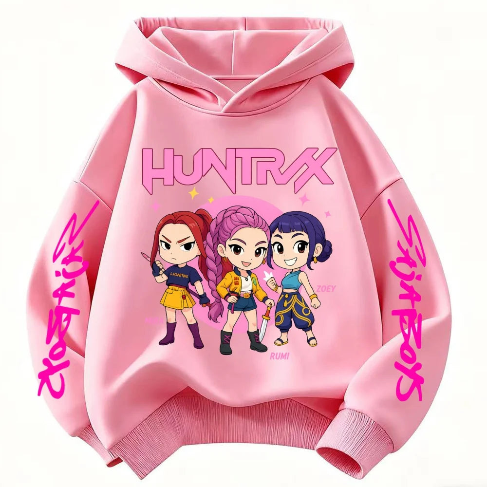 Kpop Demon Hunter Hoodies Kids Kawaii Rumi Mira Zoey Sweatshirt Girls Boys Winter Pullover Long Sleeves Children Clothes Gift
