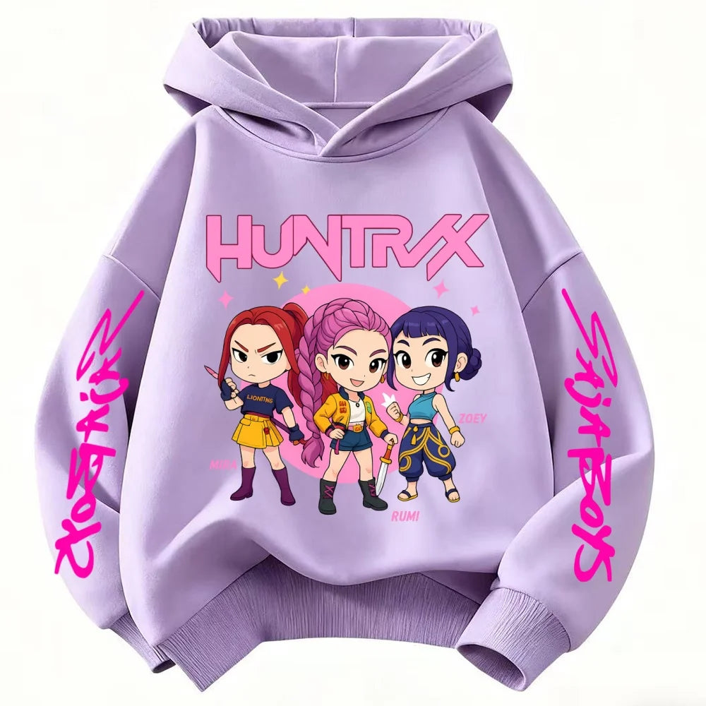 Kpop Demon Hunter Hoodies Kids Kawaii Rumi Mira Zoey Sweatshirt Girls Boys Winter Pullover Long Sleeves Children Clothes Gift