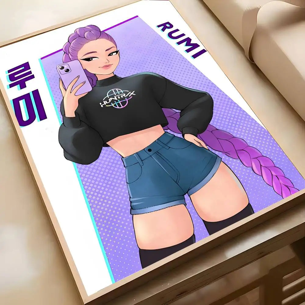 1PC K-POP DEMON HUNTERS Poster High-definition art sticker Self adhesive waterproof home decoration for living rooms bedrooms