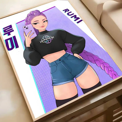 1PC K-POP DEMON HUNTERS Poster High-definition art sticker Self adhesive waterproof home decoration for living rooms bedrooms