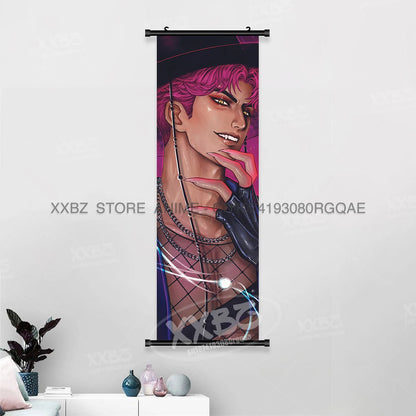 Anime For KPop Demon Hunters Wall Art Canvas Scrolls Pictures Kawaii Character Print Posters Home Decoration Hanging Painting