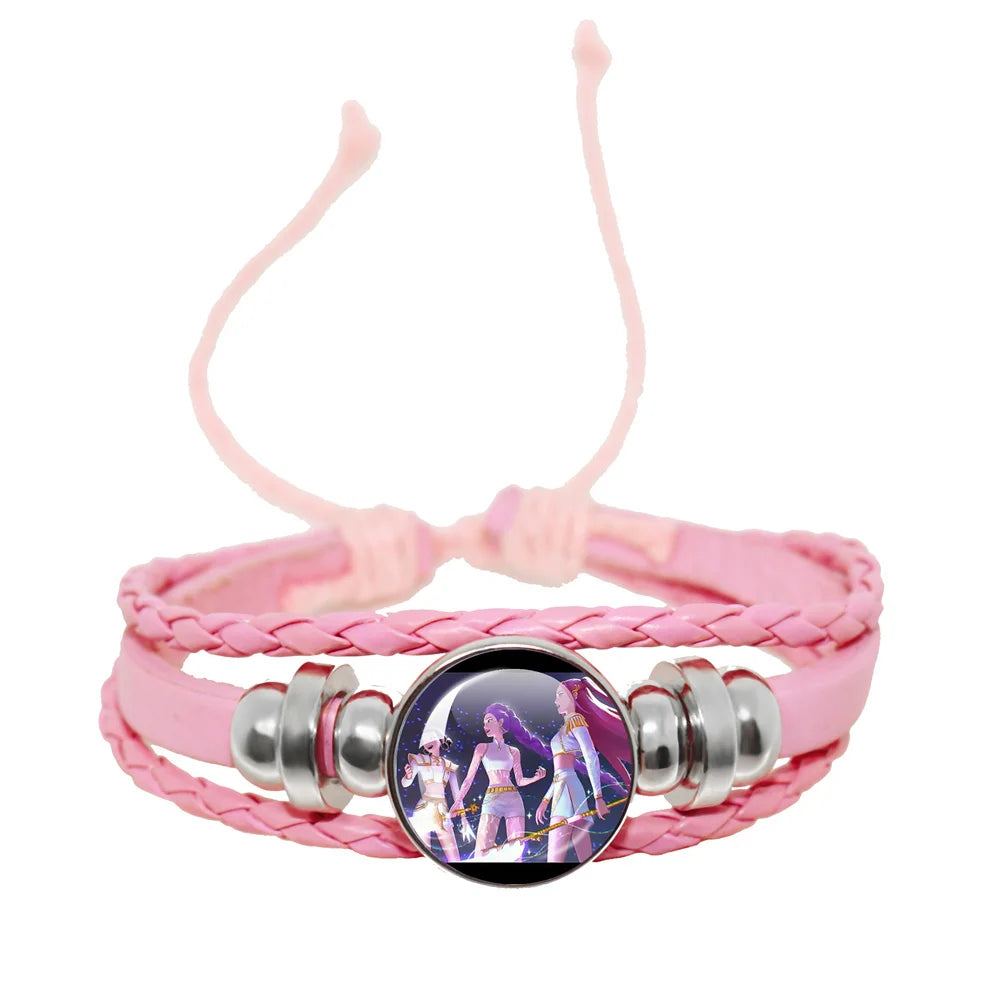 KPop Demon Hunters Pink Handmade Glass Bracelet Huntr-x Rumi Zoey Mira Bangles Jewelry Accessories Fans Couples Gift