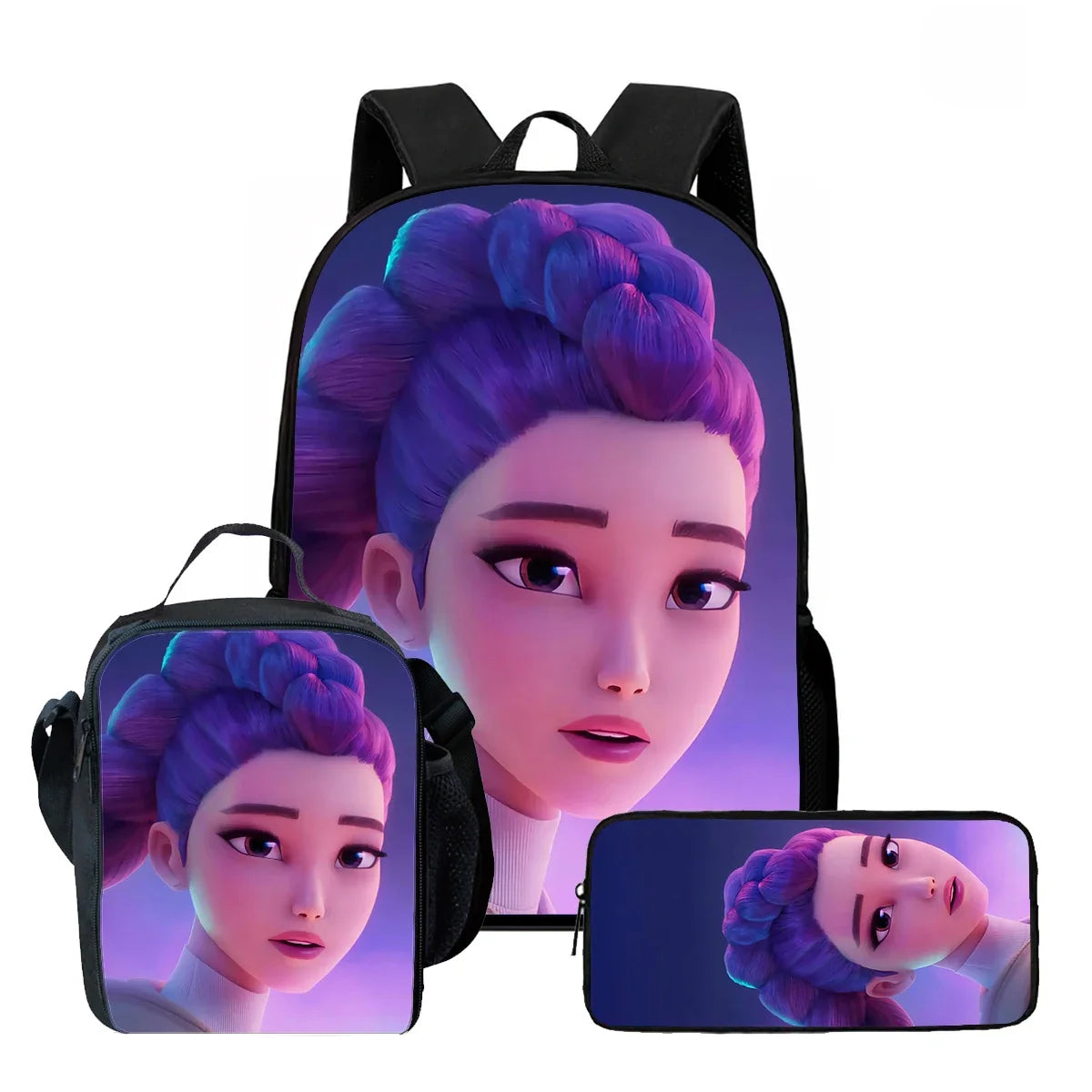 Cartoon KPop Demon Hunters Child School Backpack With Lunch Bags Pencil Bags For,Light Weight Child School Bags