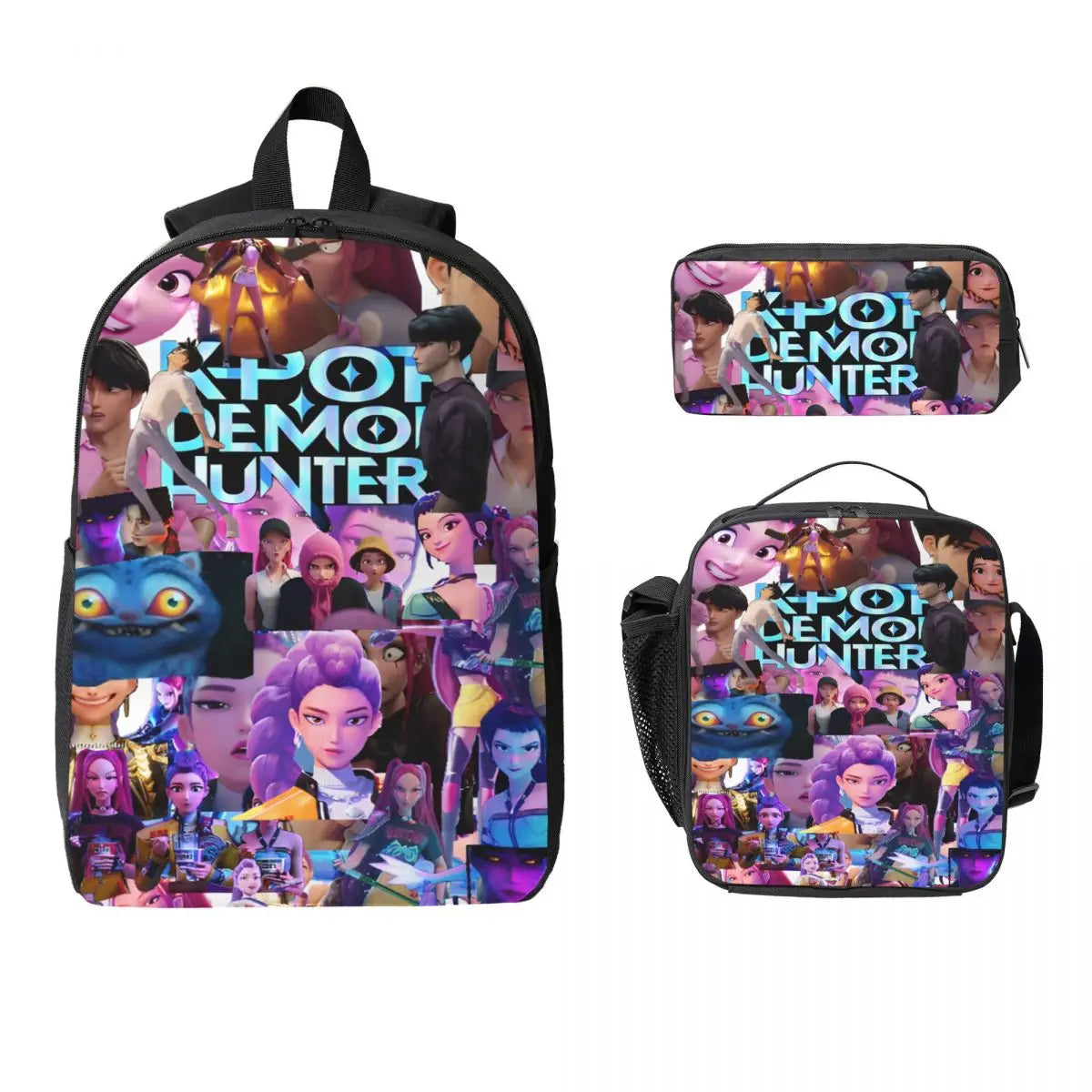 Kpop Demon Hunters Huntrix Movie Backpack Lunch Box Pen Bags for Boys Girls Kindergarten Backpacks Cute School bag Bookbag Set
