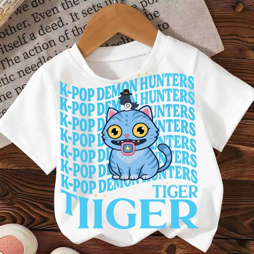 Anime Kpop Demon Hunters Saja Boys T-shirts Children Summer Casual Short Sleeve Tees Kpop Demon Hunters T Shirts for Men Women