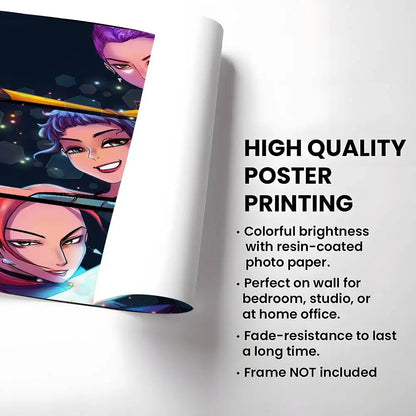 Anime K-Kpop D-Demon Hunter Poster High Quality Print Home Decor Wall Art Mural Room Bar Decoration