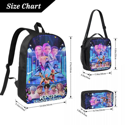 K-Pop Demon Hunters Saja Boys Kids Backpack Lunch Box Pencil Boxes for Boys Girls Backpacks School bag Bookbag Set