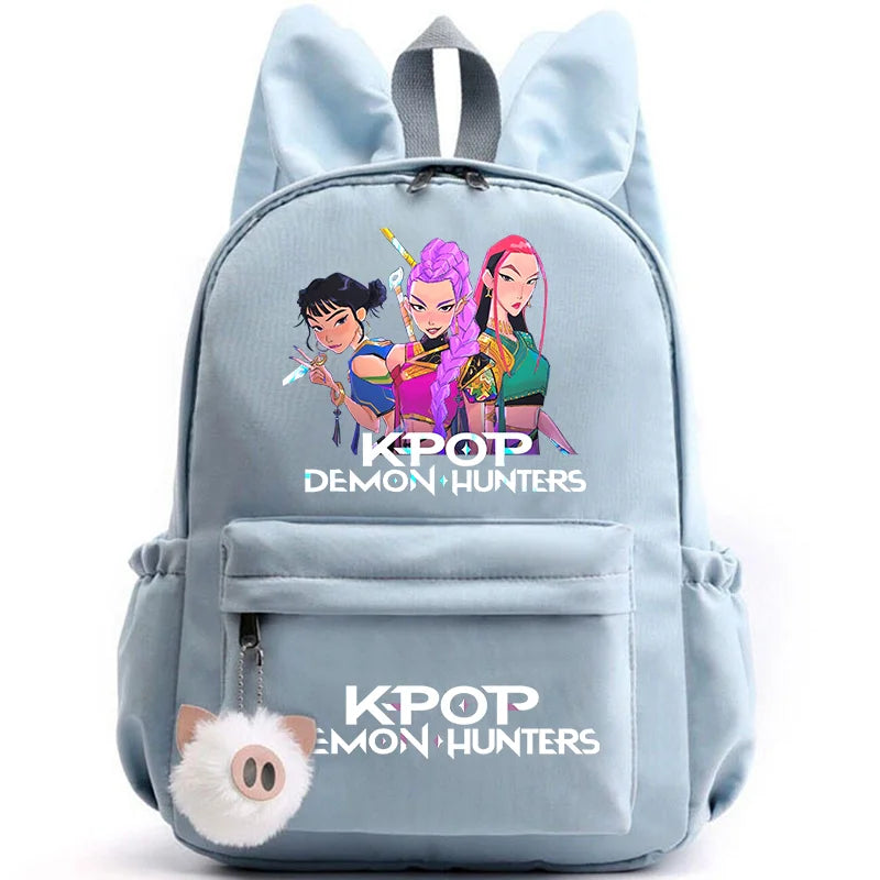 KPop Demon Hunter Backpack for Girls Boys Children Rucksack Casual School Bags Travel Rabbit Ears Backpacks Mochila gift bags