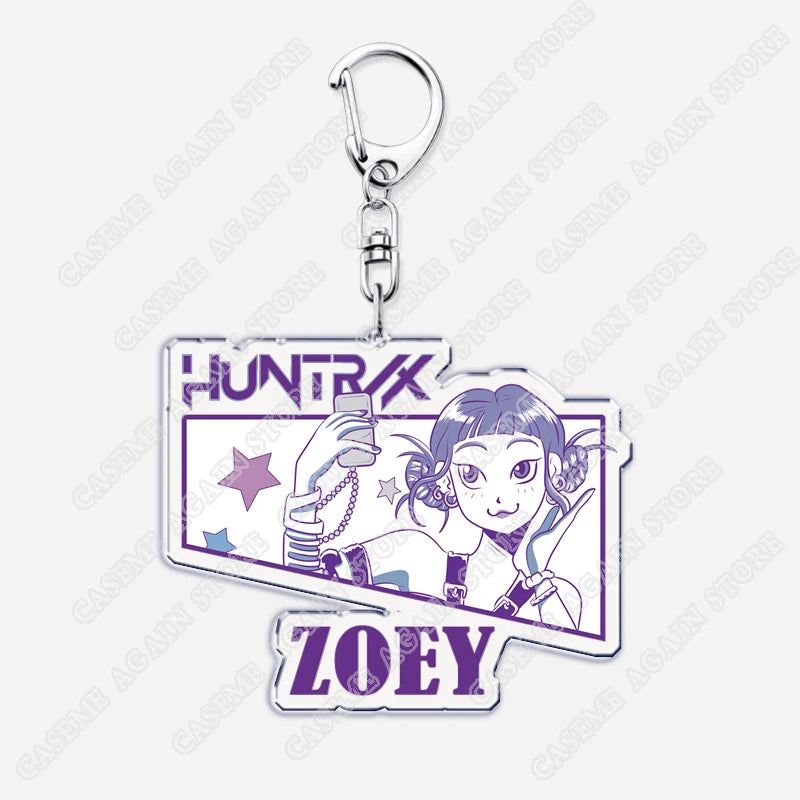 Cute Kpop Band Demon Hunters Huntrix Saja Boys Keychains for Accessories Jewelry Rumi Zoey Jinu Derpy Tiger Keyrings Fans Gifts