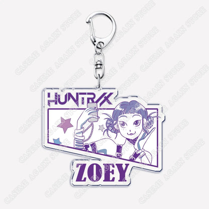 Cute Kpop Band Demon Hunters Huntrix Saja Boys Keychains for Accessories Jewelry Rumi Zoey Jinu Derpy Tiger Keyrings Fans Gifts