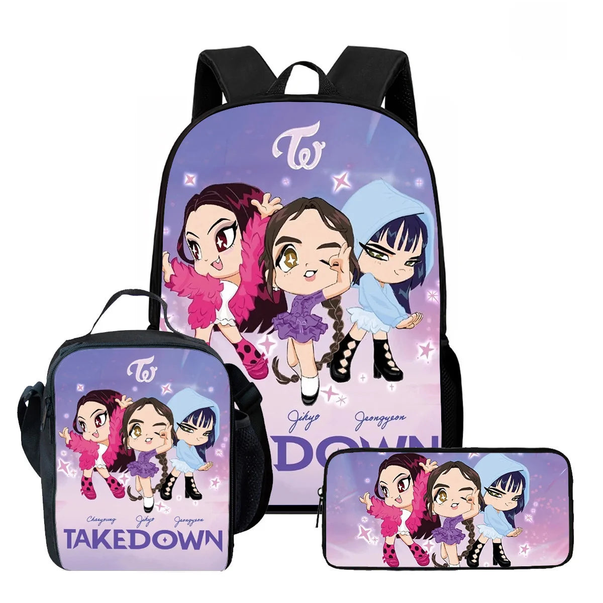 3Pcs Kpop Demon Hunters Huntrix School bags Set for Girls Boys Pencil Boxes Backpack Sets with Lunch Box For School Daypack