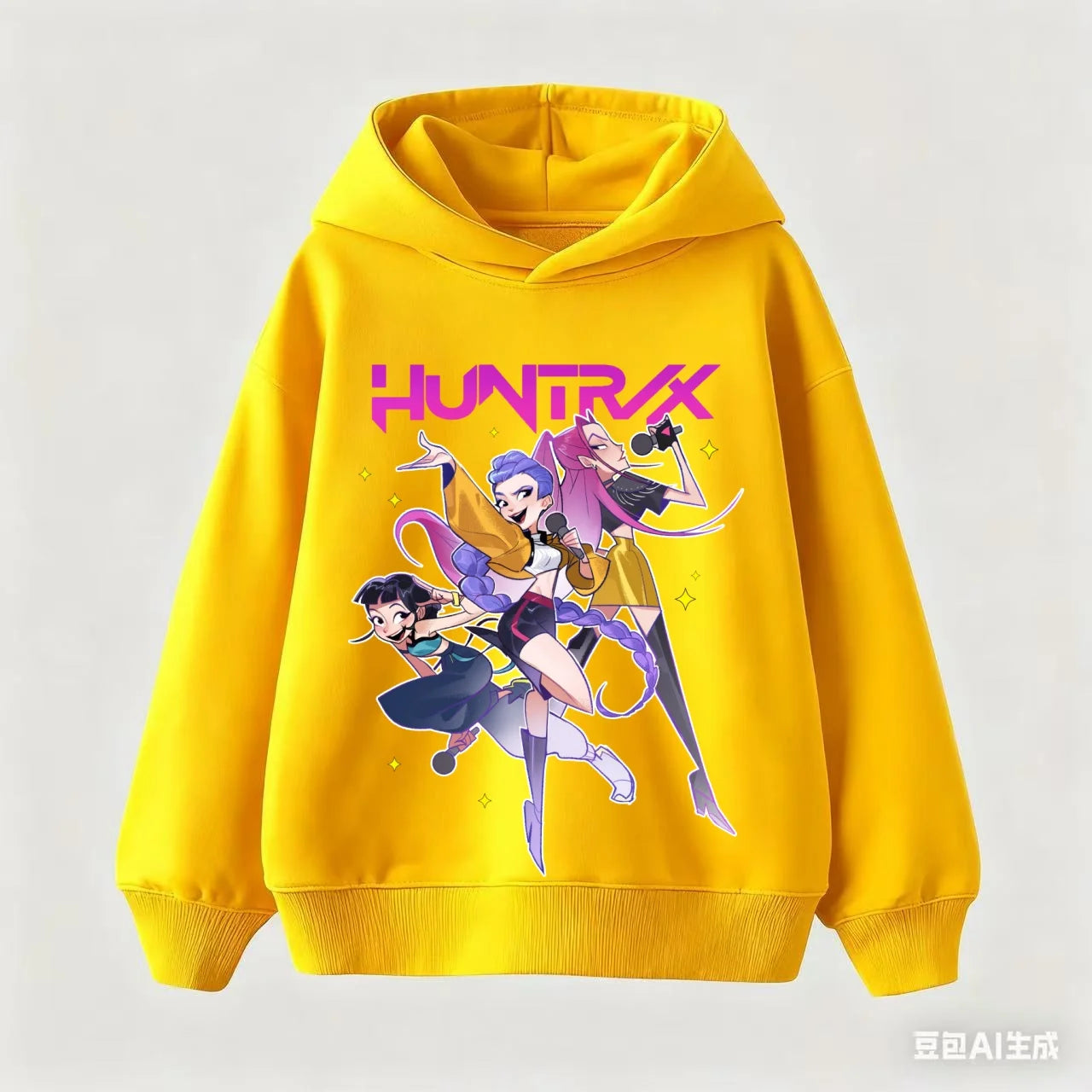 2025 KPop Demon Hunter Cartoon Girls Boy Hooded Sweatshirt Warm Children's Korean Wave Fashion Casual Tops Casual Girls Clothing