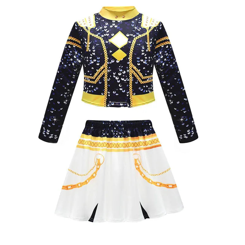 Girls Kpop Zoey Cosplay Costume Halloween Demon Hunters Rumi Mira Cosplay Tops Skirt Clothes Printed Stage Dress Kids Role Play