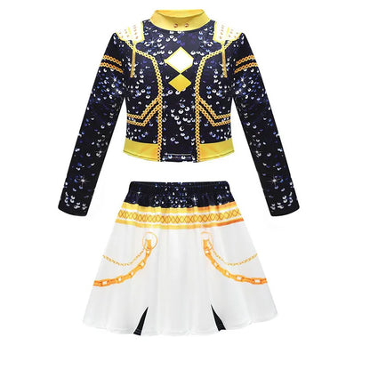 Girls Kpop Zoey Cosplay Costume Halloween Demon Hunters Rumi Mira Cosplay Tops Skirt Clothes Printed Stage Dress Kids Role Play