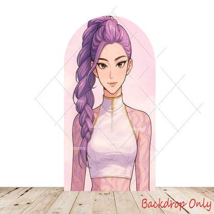 KPop Demon Hunters Theme Arch Backdrop Cover Girl Dance Birthday Party Background Decor Wall Singing Group Concert Baby Shower