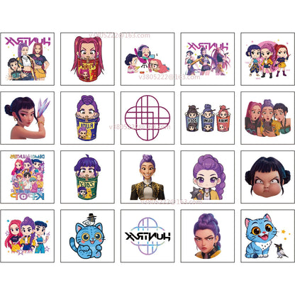 New 20pcs/set Cartoon Kpop Demon Hunters Rumi Kang Temporary Tattoo Sticker Rumi Tattoo Sticker Demonizing For Party Gifts