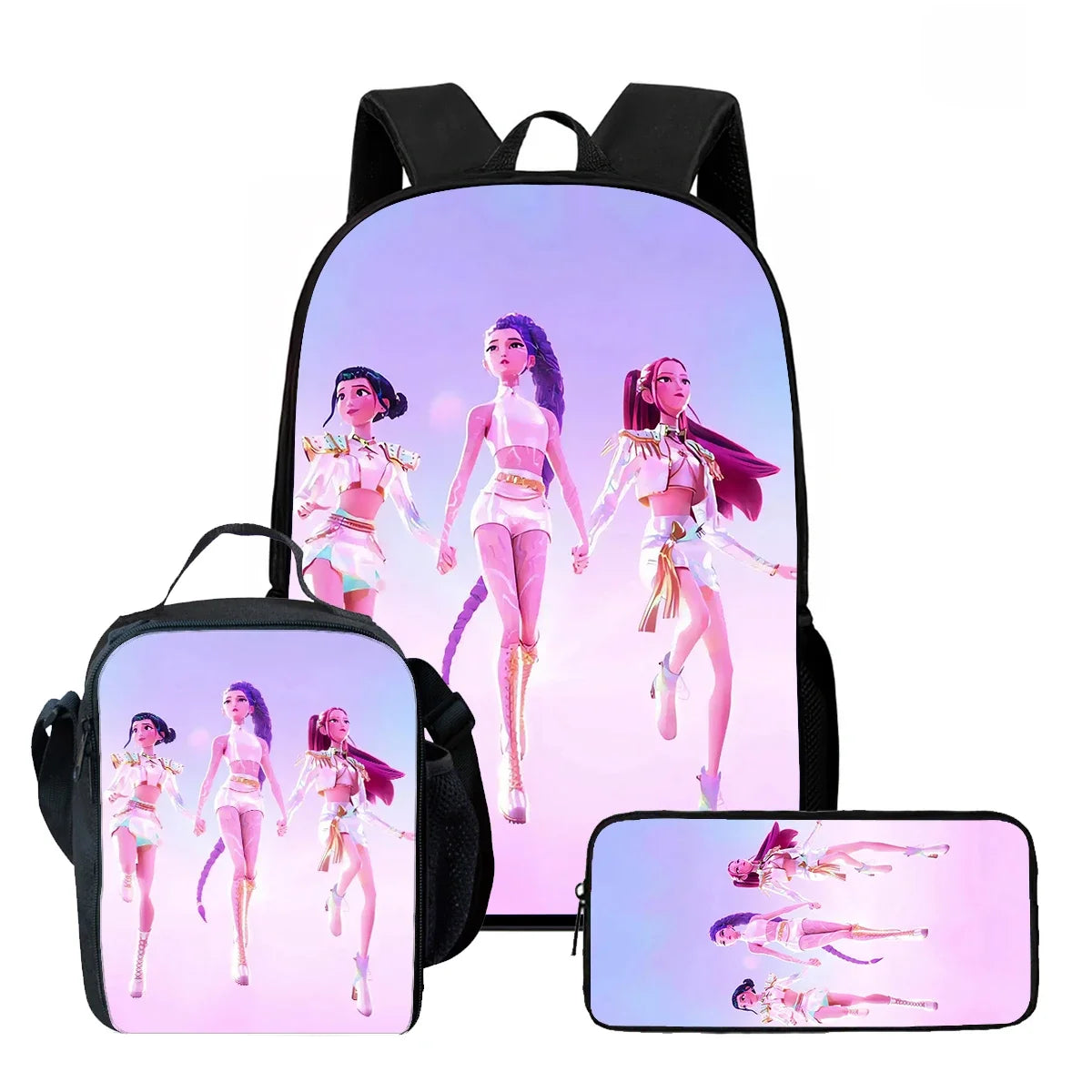 Cartoon KPop Demon Hunters Child School Backpack With Lunch Bags Pencil Bags For,Light Weight Child School Bags