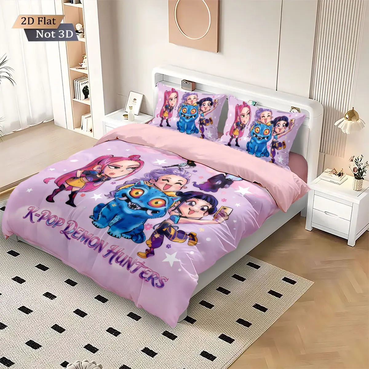 3pcs K-Pop Demon Hunters Printed Chipless Bedding Set Soft and Comfortable Dormitory Bedroom Multiple Sizes Machine Washable