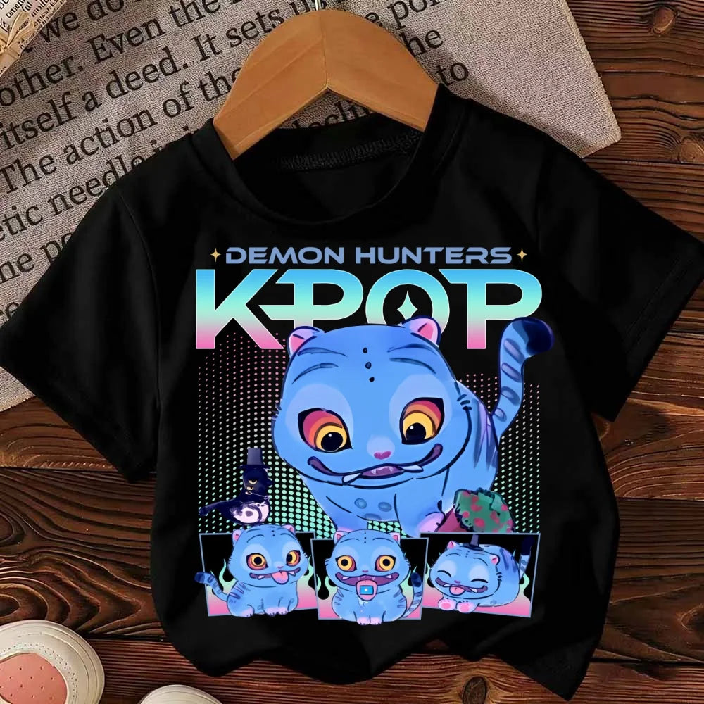 Anime KPop Devil Hunter T-shirt Summer Saja Boys Printed Children's Short Sleeve Y2k Top Summer Street Wear T-shirt