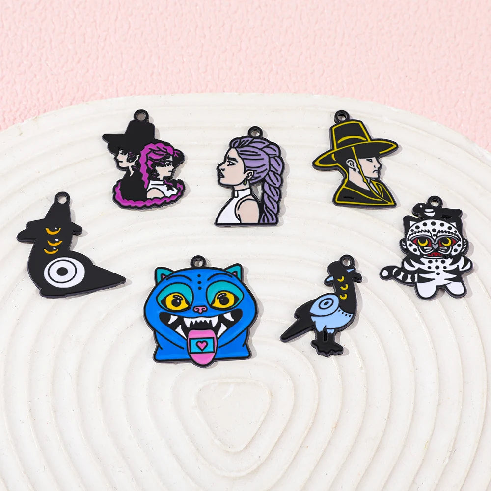 10pcs K-Pop Demon Hunters Fashion Cartoon Anime Alloy Accessories DIY Bracelet Necklace Earring Pendant Wholesale