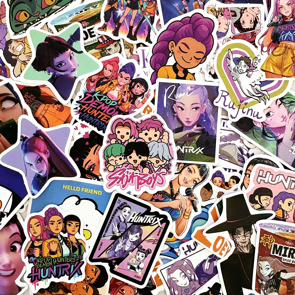 10/60PCS Anime  K-Pop Demon Hunters Stickers Anime Demon Hunters Derpy Tiger Waterproof Stickers for DIY Decoration