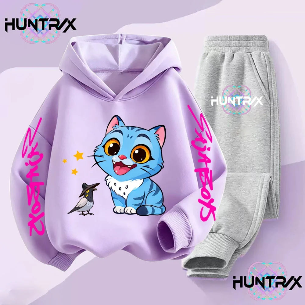 Kids Autumn Kpop Demon Hunters Hoodie Set 3-14Y Boys Girls Sportswear Active Clothes
