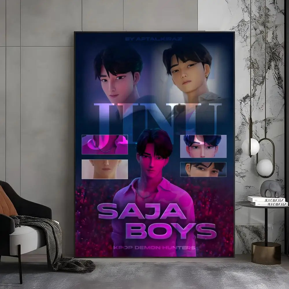 KPop S-saja Boys Demon Hunters  Poster Premium Aesthetic Posters Sticker For Living Room Or Bar Painting Decoration Wall Art