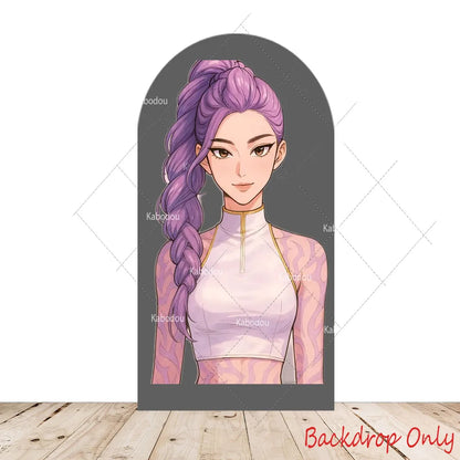 KPop Demon Hunters Theme Arch Backdrop Cover Girl Dance Birthday Party Background Decor Wall Singing Group Concert Baby Shower