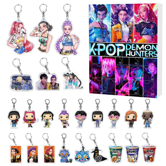 2025 Cartoon Kpop Demon Hunters Group Blind Box Christmas Advent Calendar Toy Story Anime Figure Surprise Gift Box Toy Gift