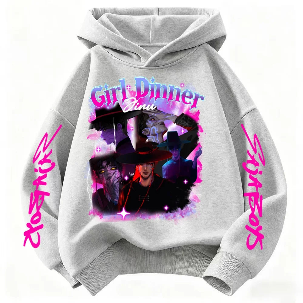 KPop Demon Hunters Huntrix Hoodie Kids Hooded Sweatshirt Baby Girls Pullover Hoodies Boys Fashion Outerwear Children's Clothing