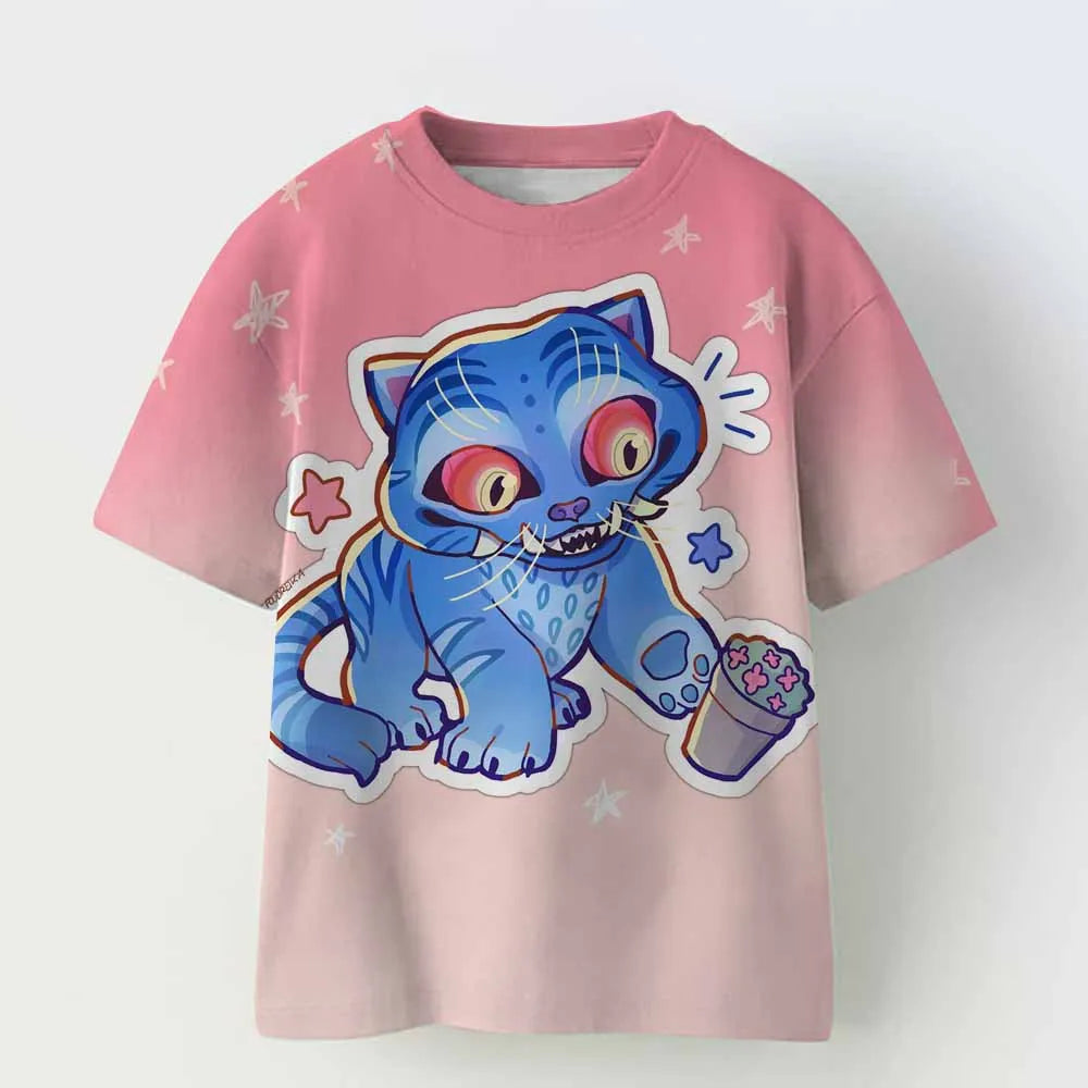 Kids T-shirt KPop Demon Hunters Print Fashion Casual Tops 2025 Movie Crew Neck Cartoon Girls Boys Tee Casual Baby Girl Clothes
