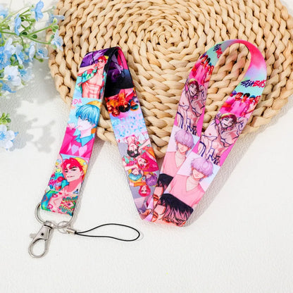 K Pop Demon Hunters Cartoon Characters Lanyard Card Holder Fans Phone Strap Keychain Gift for Friends
