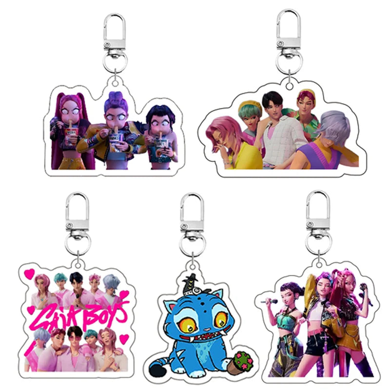 Kpop Demon Hunters Huntrix Saja Boys Acrylic Keychains Hot Accessories Jewelry Rumi Zoey Mira Sold My Soul Keyrings Fans Gifts