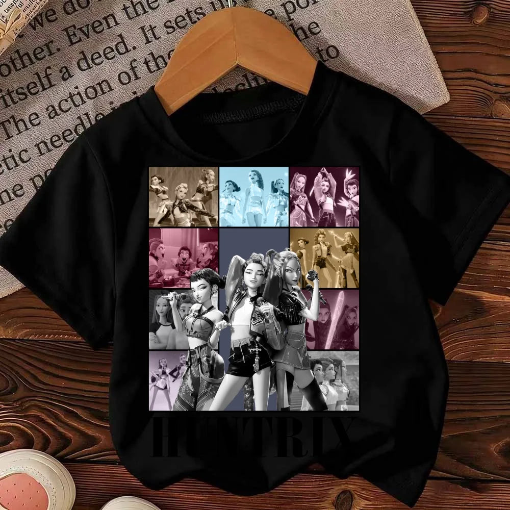 Cute Cartoon Saja Boys T-shirts Kpop Demon Hunters T Shirt Kids Boy Girl Summer Short Sleeve Round Neck Tops Children's Clothing