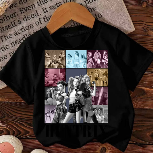 Cute Cartoon Saja Boys T-shirts Kpop Demon Hunters T Shirt Kids Boy Girl Summer Short Sleeve Round Neck Tops Children's Clothing