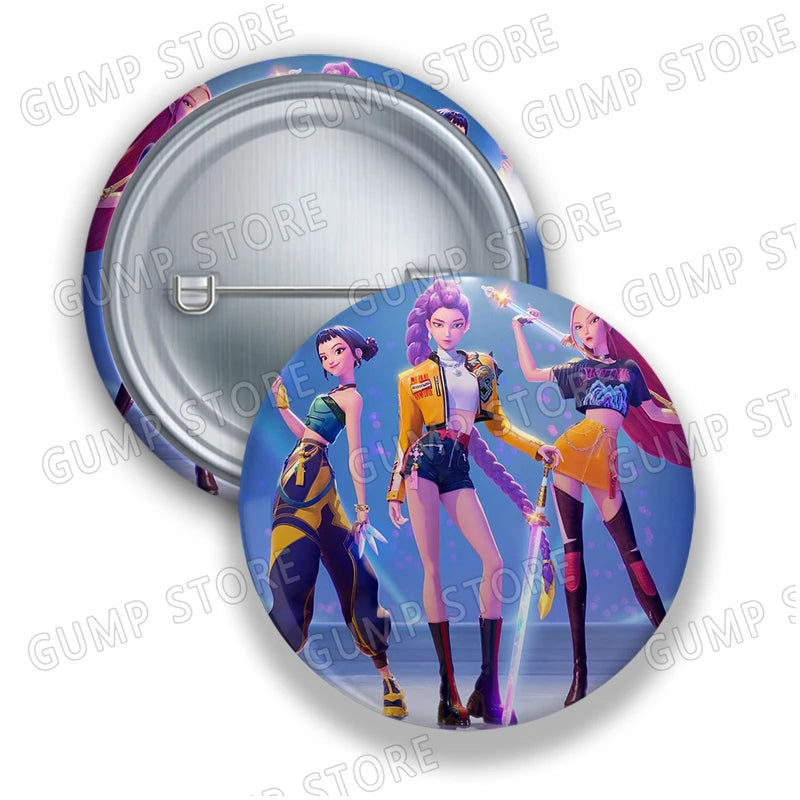 Kpop Demon Hunters Badges for Jewelry Accessories Bag Decor Huntrix Saja Boys Rumi Zoey Jinu Tinplate Button Brooch Pins Gifts