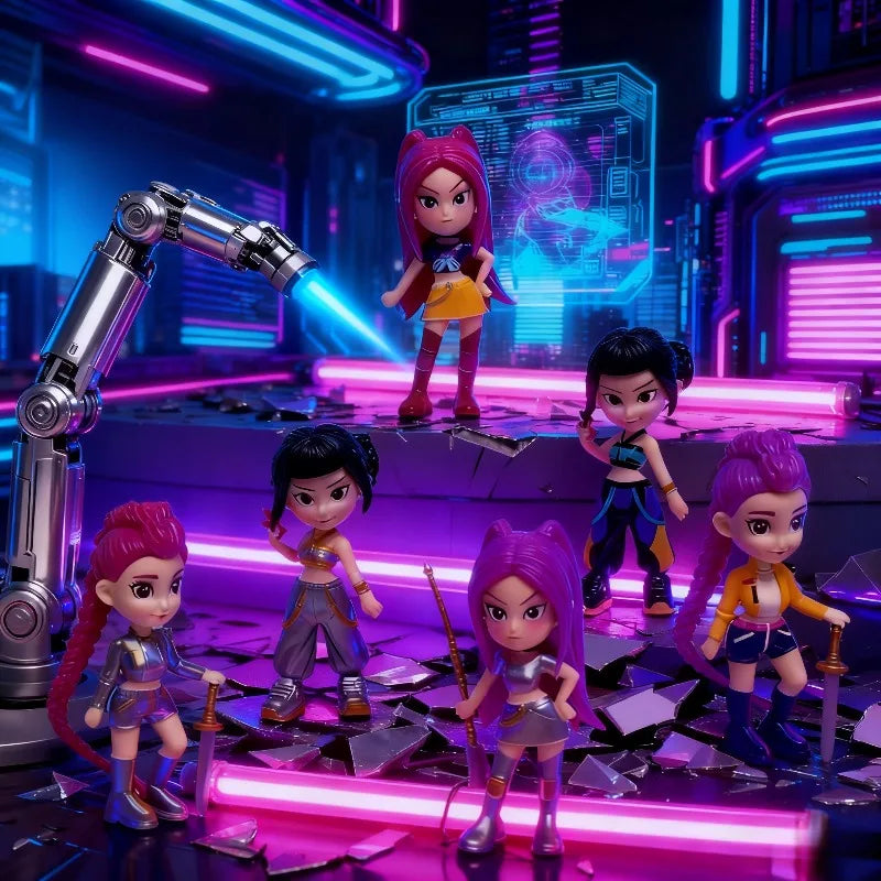 6pcs/Set Kpop Demon Hunters Figure Toy Cartoon Rumi/Mira/Zoey Action Figure PVC Desktop Decoration Model Doll Toy Fans Gift