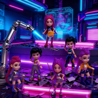 6pcs/Set Kpop Demon Hunters Figure Toy Cartoon Rumi/Mira/Zoey Action Figure PVC Desktop Decoration Model Doll Toy Fans Gift