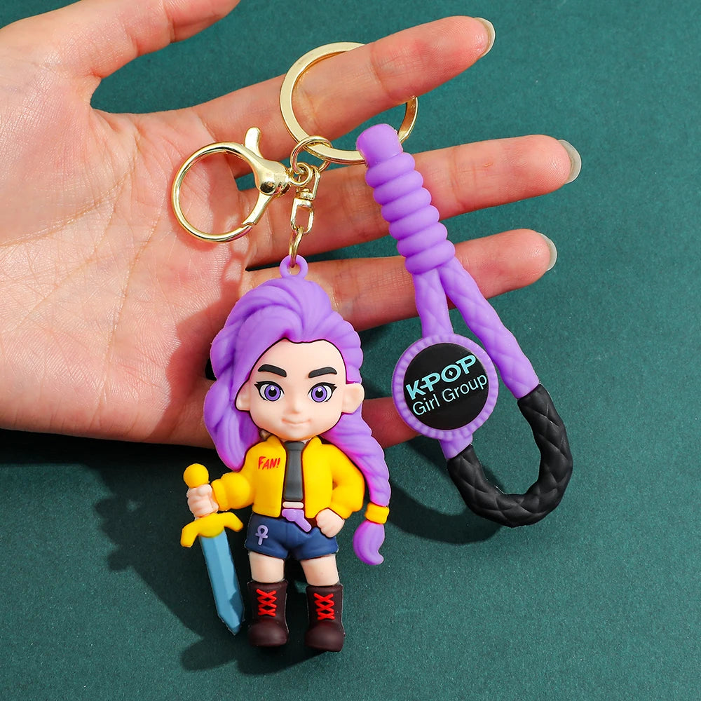 KPOP Demon Hunter Keychain Tiger character PVC graphic keychain Cute Harajuku style keychain knickknacks for Halloween gifts