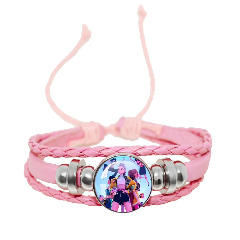 KPop Demon Hunters Pink Handmade Glass Bracelet Huntr-x Rumi Zoey Mira Bangles Jewelry Accessories Fans Couples Gift