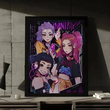 Movie KPop Demon Hunters Poster Gallery Prints Self Adhesive Home Decor Decoration Wall Decals Living Room Sticker