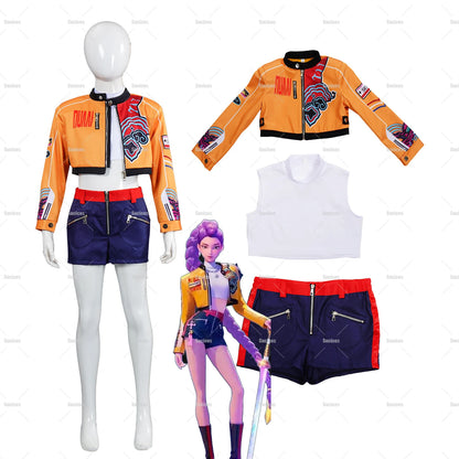 Kids Kpop Demon Hunters Huntrix Rumi Cosplay Costume Disguise Clothing Child Girls Idol Roleplay Outfits Halloween Party Suit