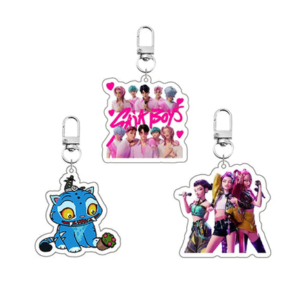 Kpop Demon Hunters Huntrix Saja Boys Acrylic Keychains Hot Accessories Jewelry Rumi Zoey Mira Sold My Soul Keyrings Fans Gifts