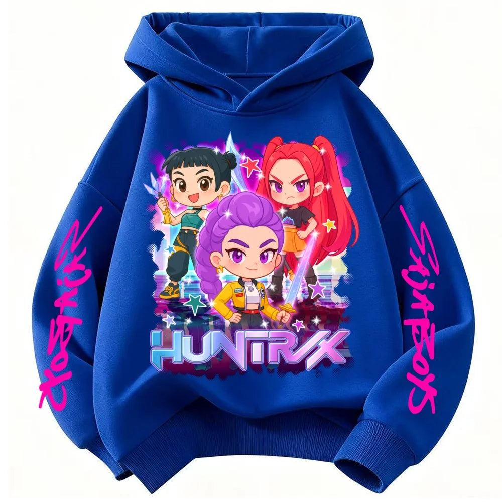 KPop Demon Hunter Rumi Derpy Cartoon Girls Boy Hooded Sweatshirt Warm Children's Wave Fashion Casual Tops Casual Girls Clothing