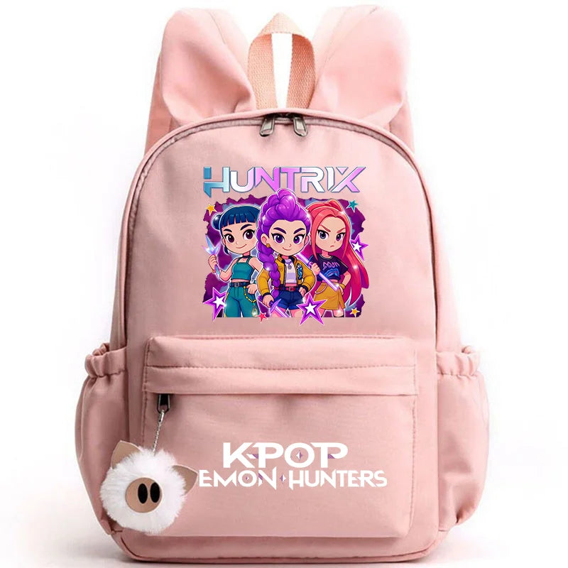 KPop Demon Hunter Backpack for Girls Boys Children Rucksack Casual School Bags Travel Rabbit Ears Backpacks Mochila gift bags