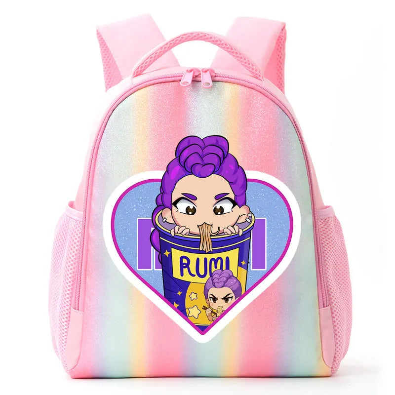 For K-Pop Demon Hunters Student Rainbow Backpack Anime Accessories HUNTR/X Rumi Mira Zoey Schoolbag Children's Birthday Gifts