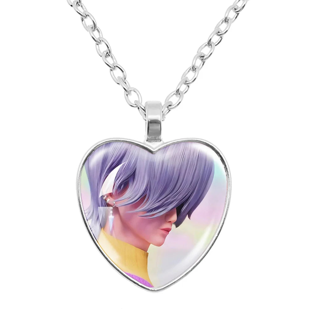 Rumi Zoey Mira Heart Glass Pendant Necklaces KPop Demon Hunters sajaboy Charm Necklace Fans Jewelry Accessories Cosplay Gift